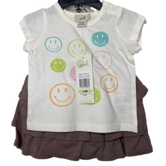 Peek Off-White Shirt and Skirt Spring Fashion 2 Piece Set Size 3-6 Months NWT - Picture 1 of 9